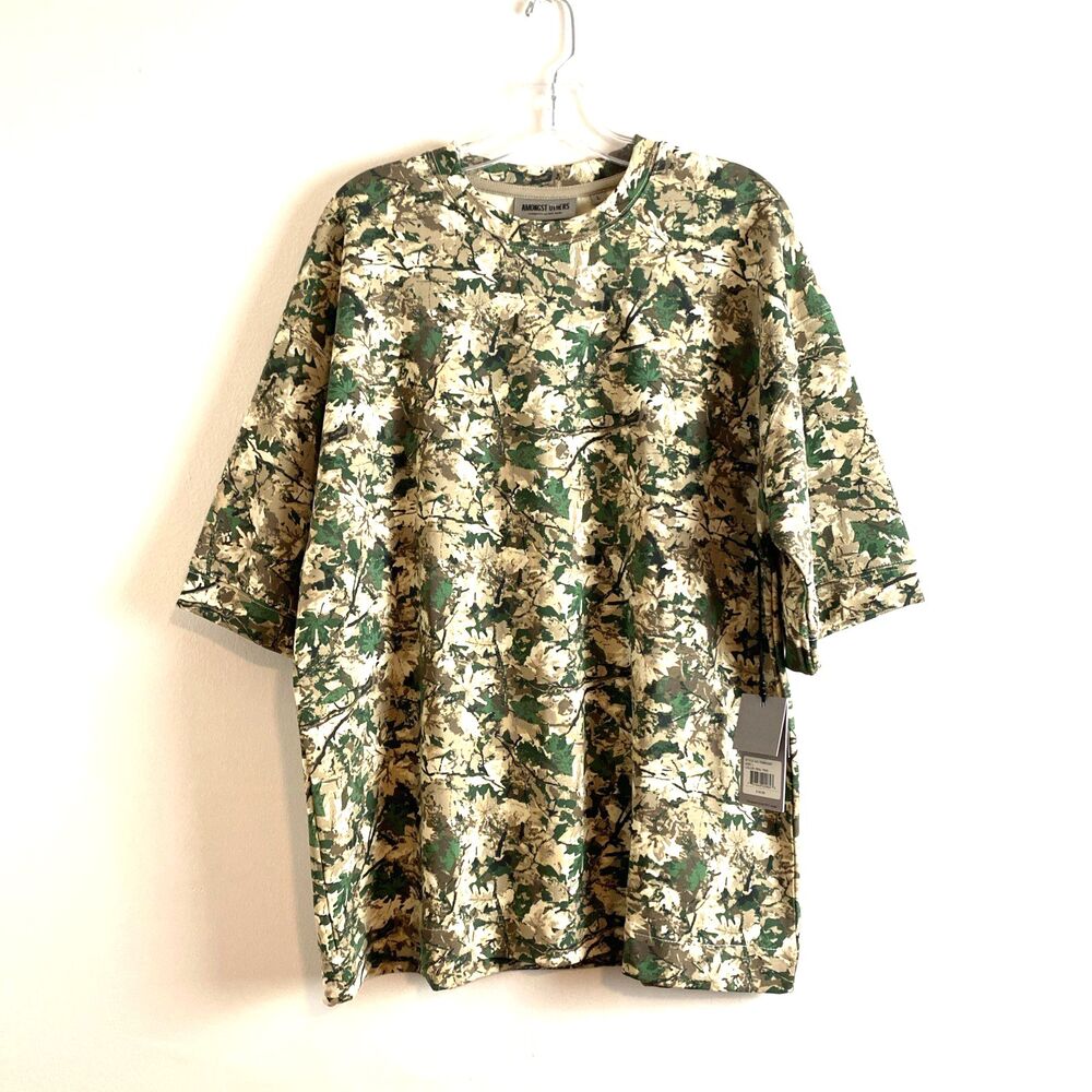 Amongst Others Camo Print Men's Shirt Size L Short Sleeve Hunting Outdoor Casual